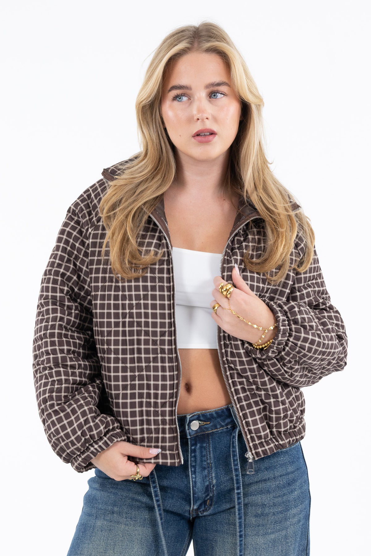 Check Bomber Jacket