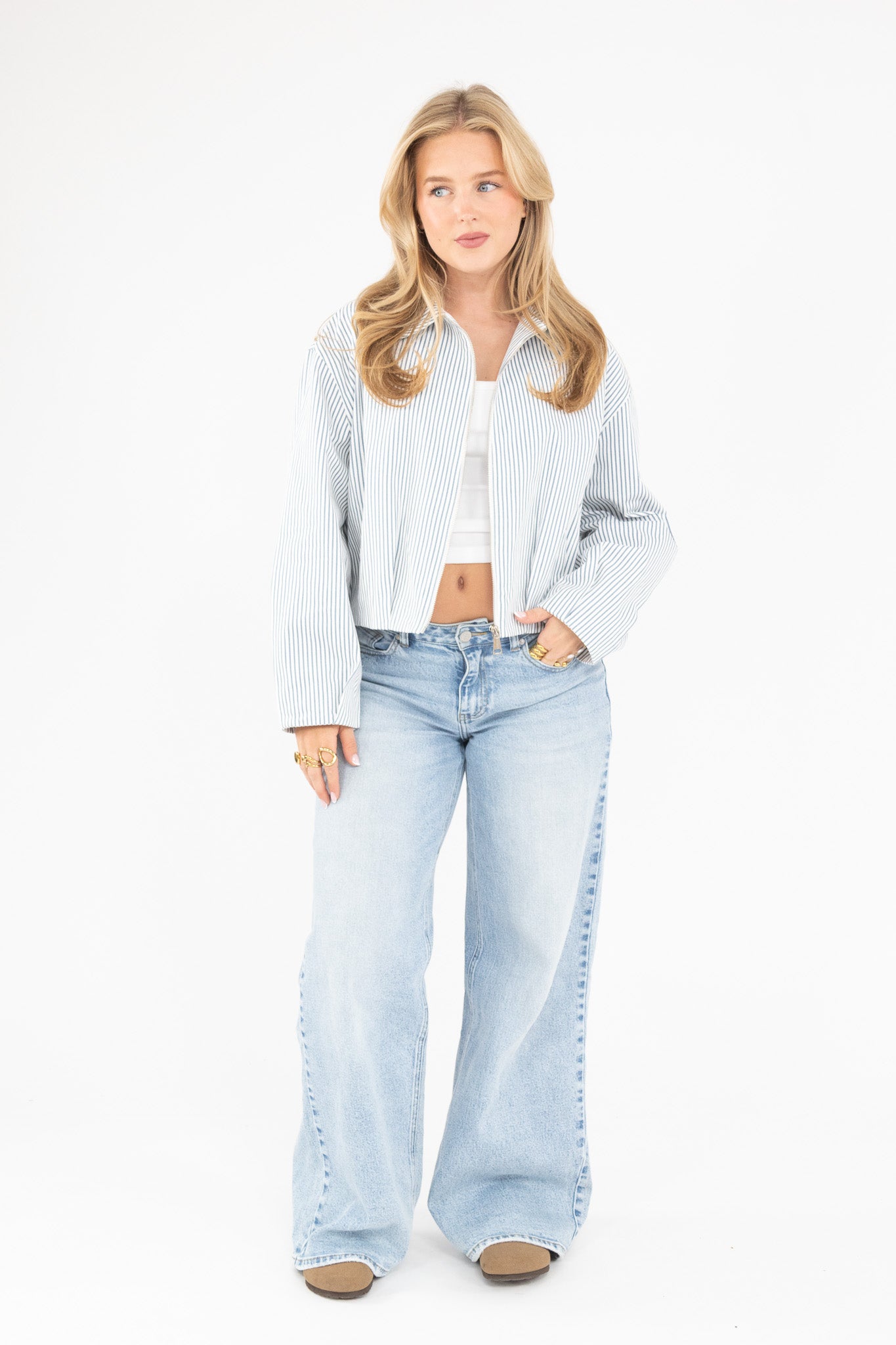 Cropped Stripe Jacket