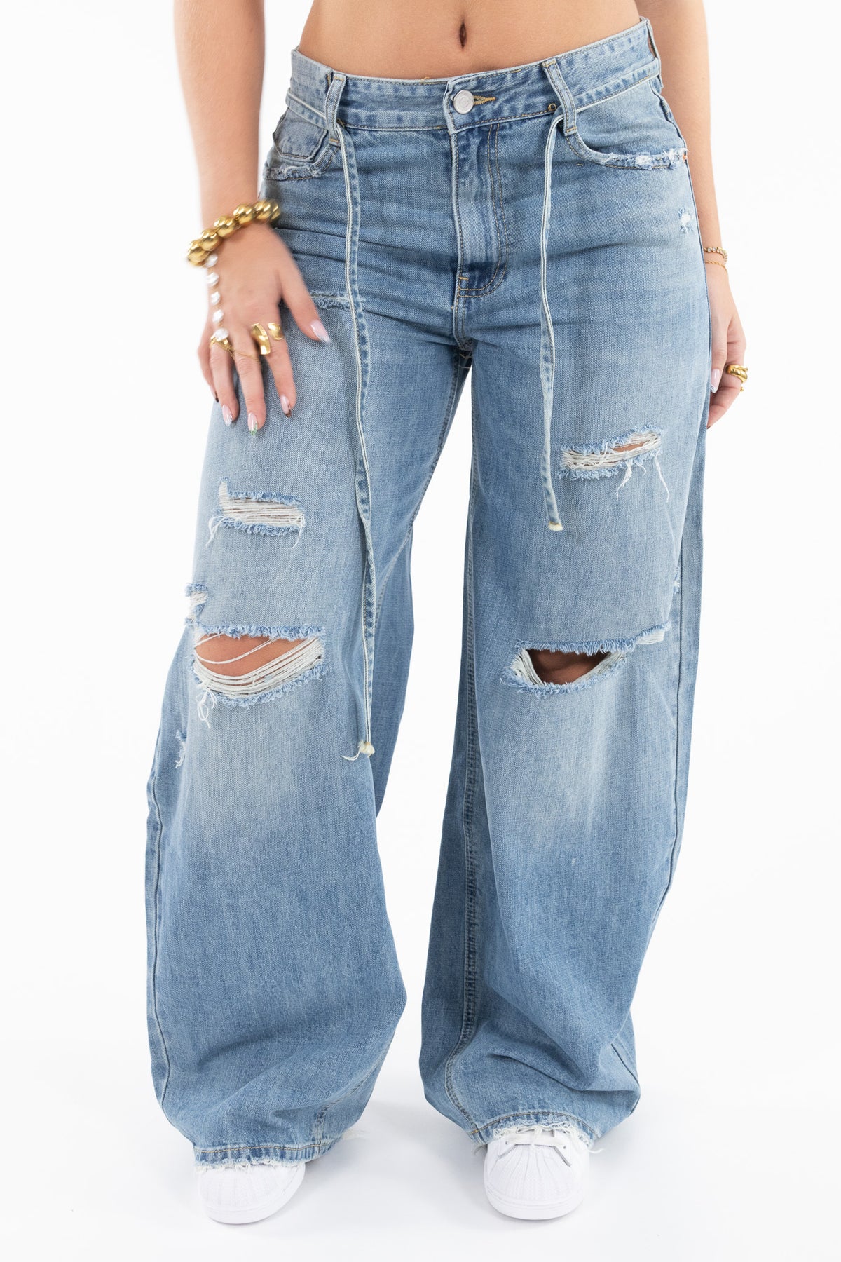 Destroyed Wide Leg Jeans