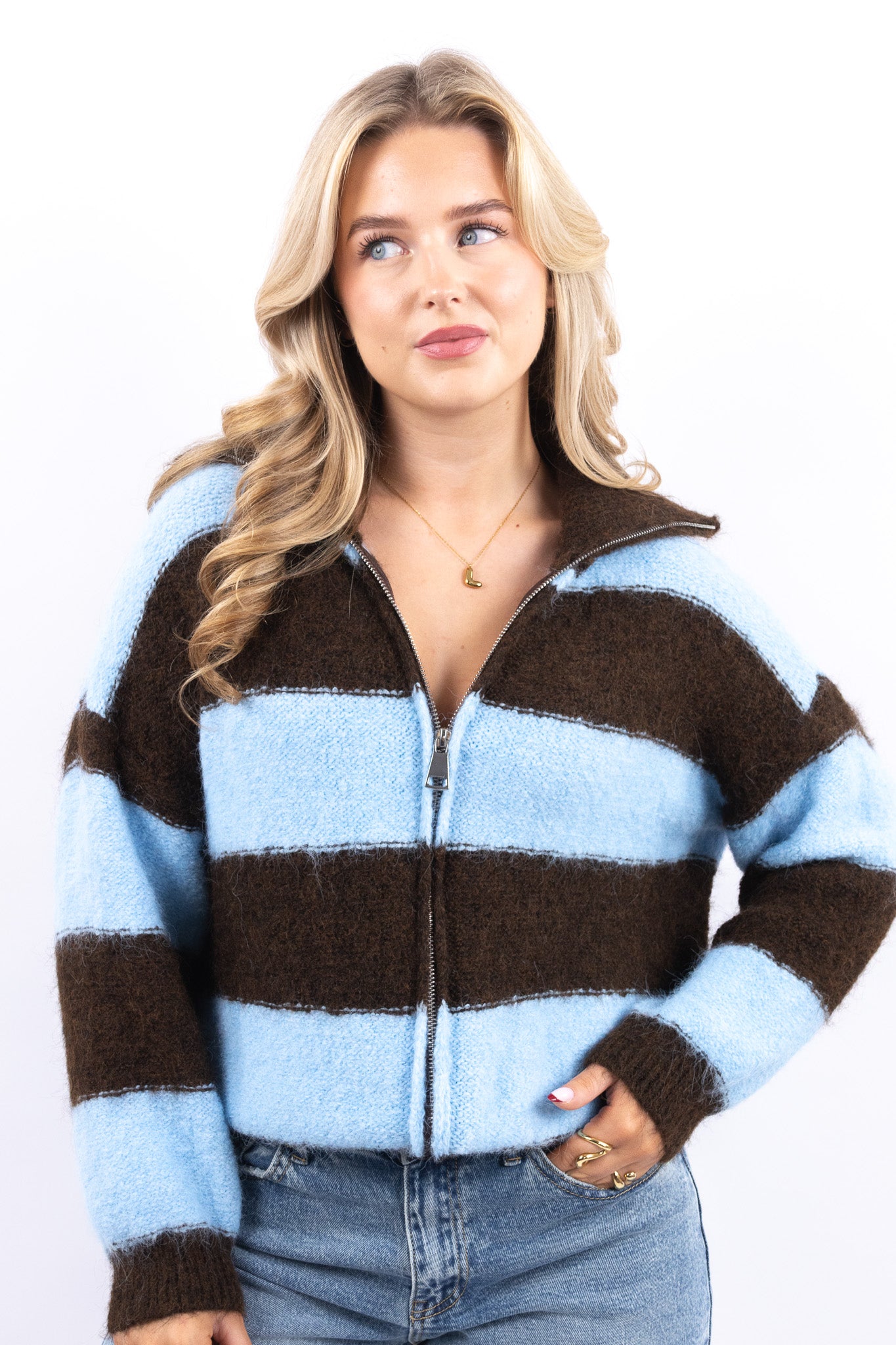 Fluffy Zip Up Sweater