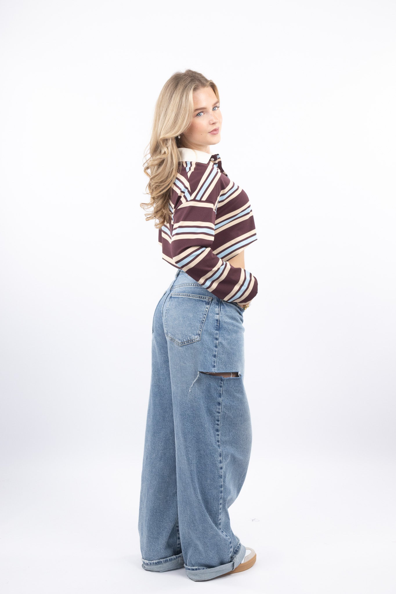 Preppy Striped Rugby Top