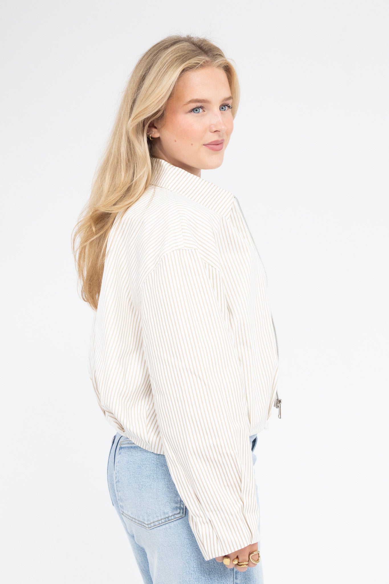 Cropped Stripe Jacket