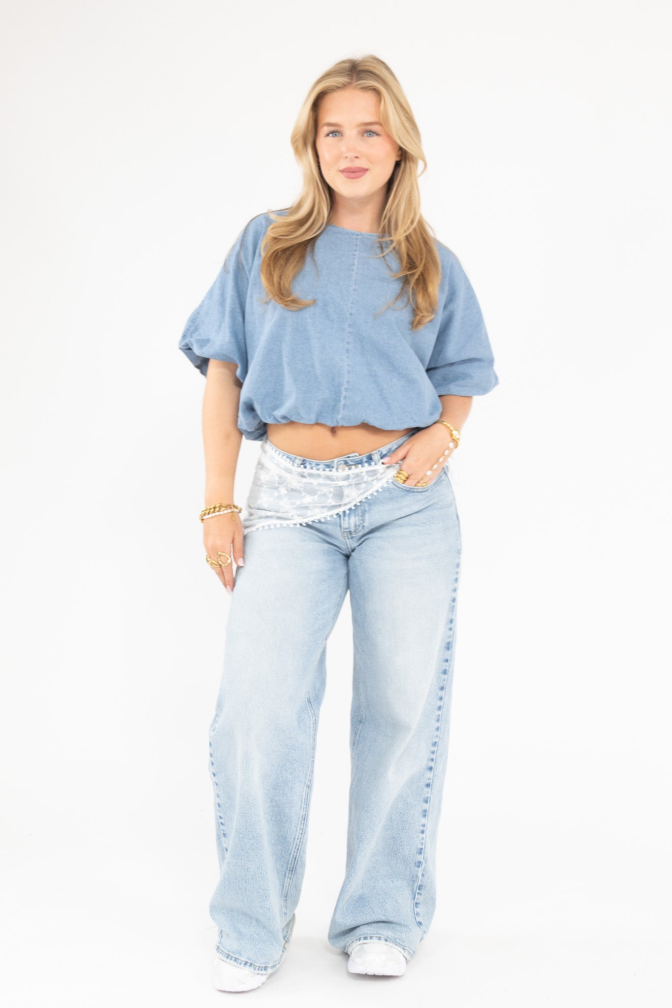 Denim Balloon Top