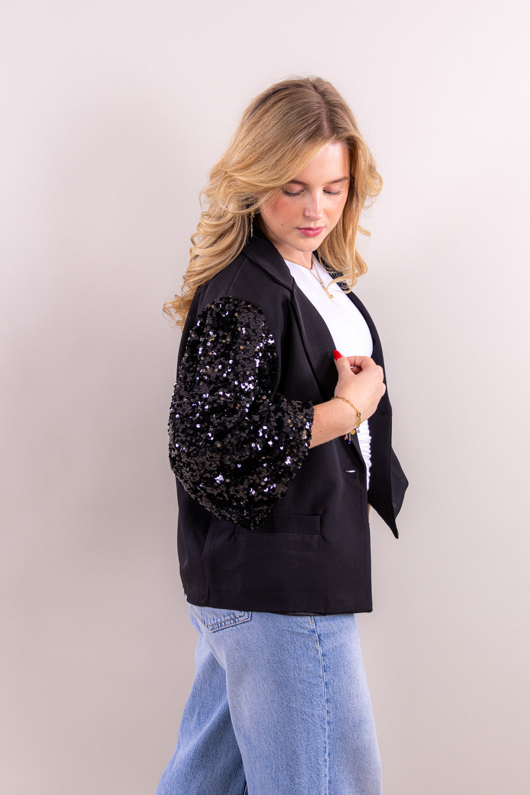 Noelle glitter blazer short sleeve