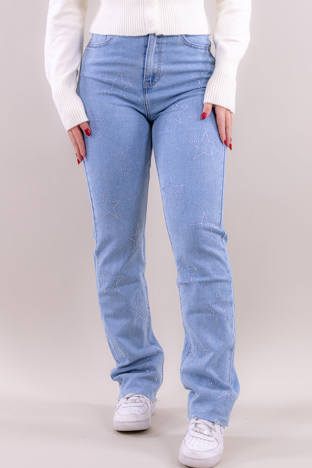 Star glitter straight leg jeans