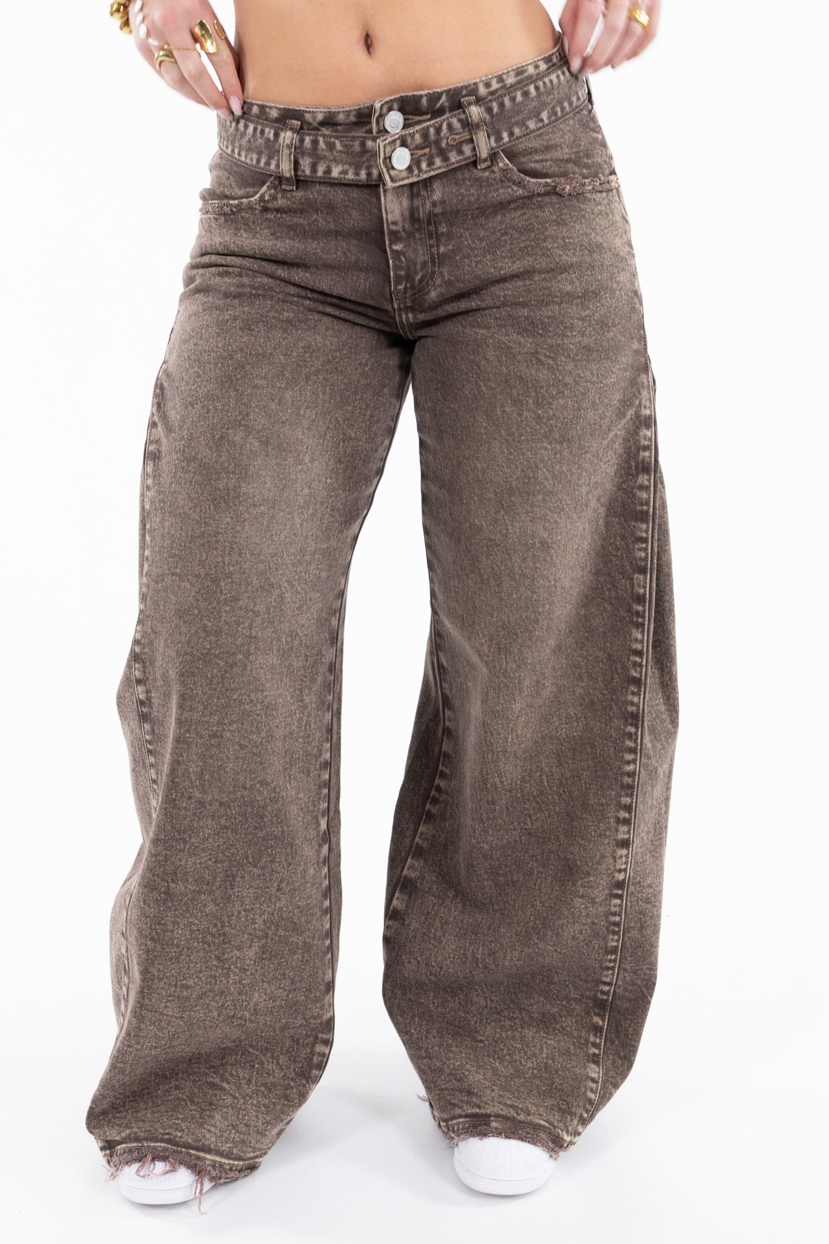 Pre Order Double Waist Wide Leg Jeans
