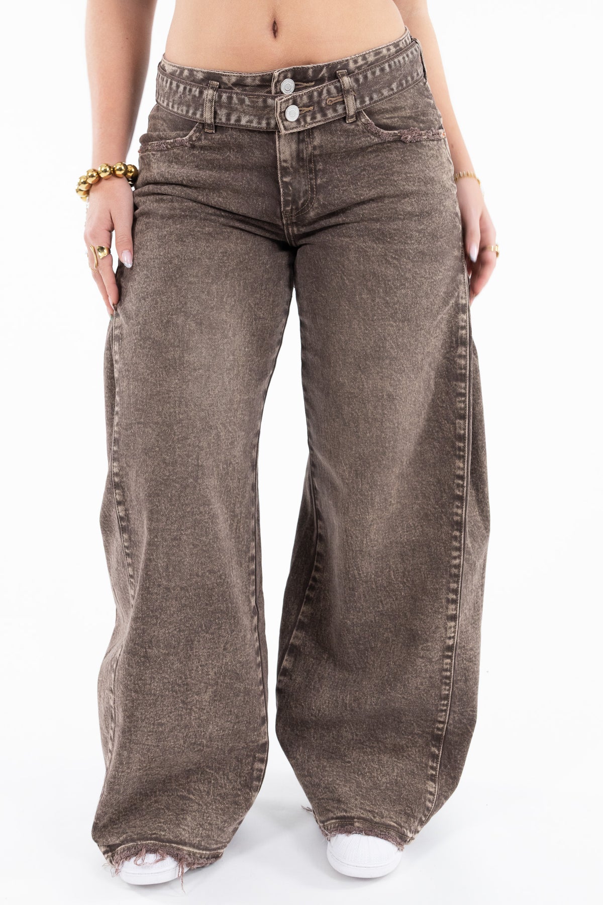 Pre Order Double Waist Wide Leg Jeans