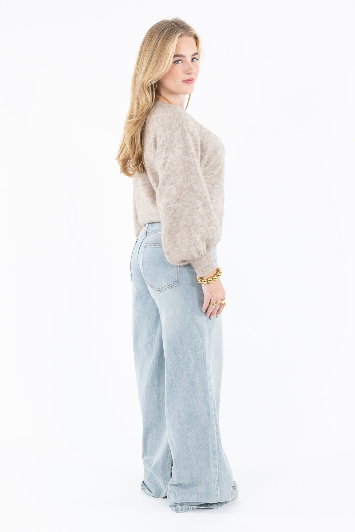 Button Wide Leg Jeans