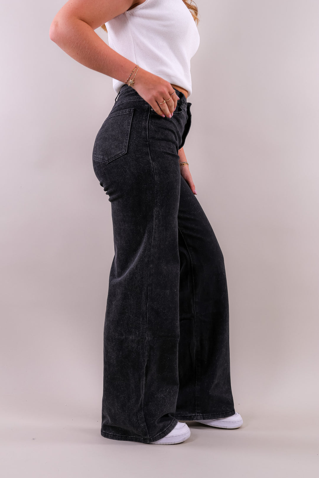 Yana wide leg jeans - donker grijs