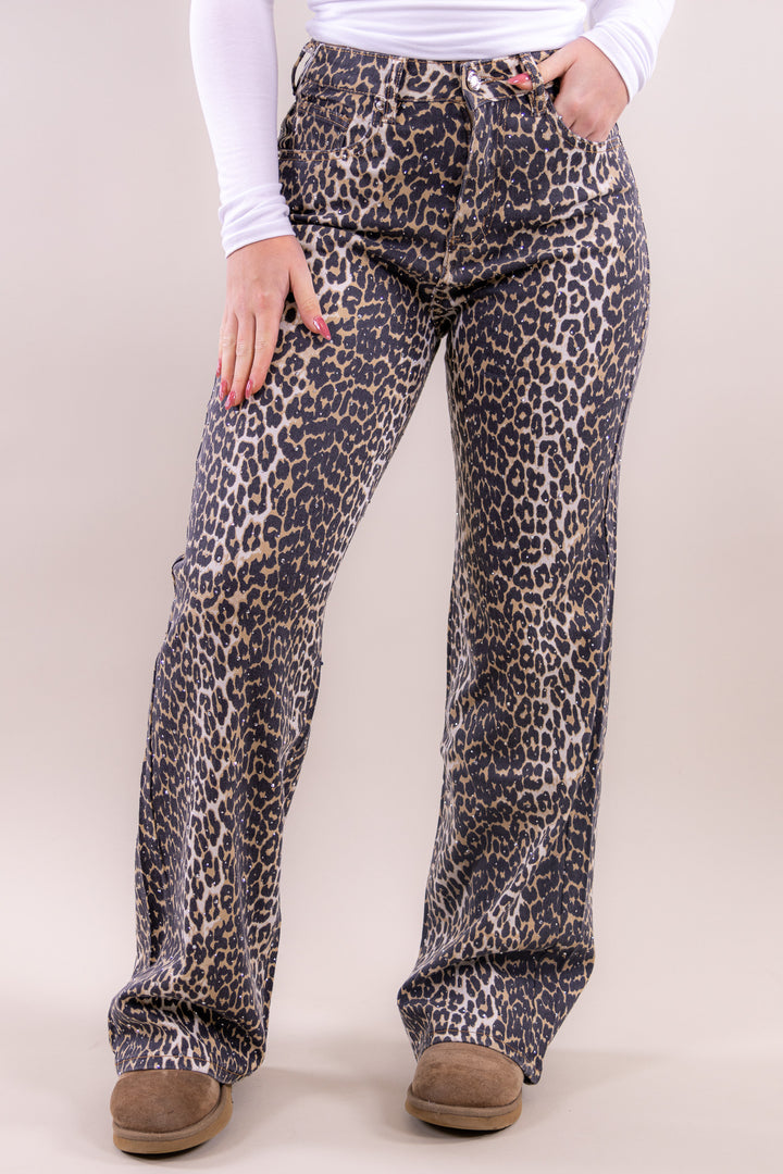 Noom leopard glitter jeans - stretch