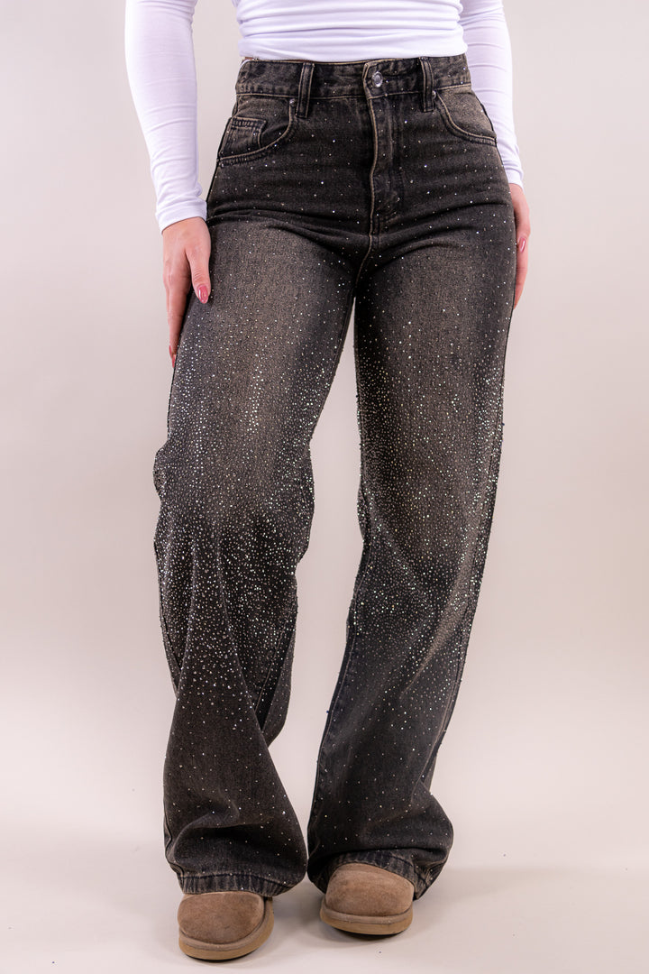 Riley glitter wide leg jeans - no stretch