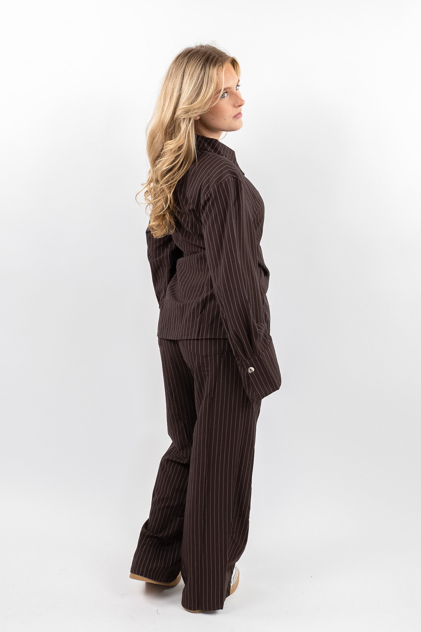 Pinstripe Wrap Blouse