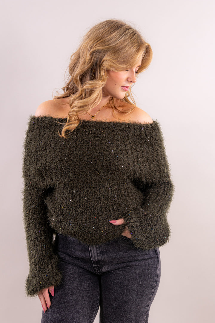 Hanna sparkling off shoulder knit