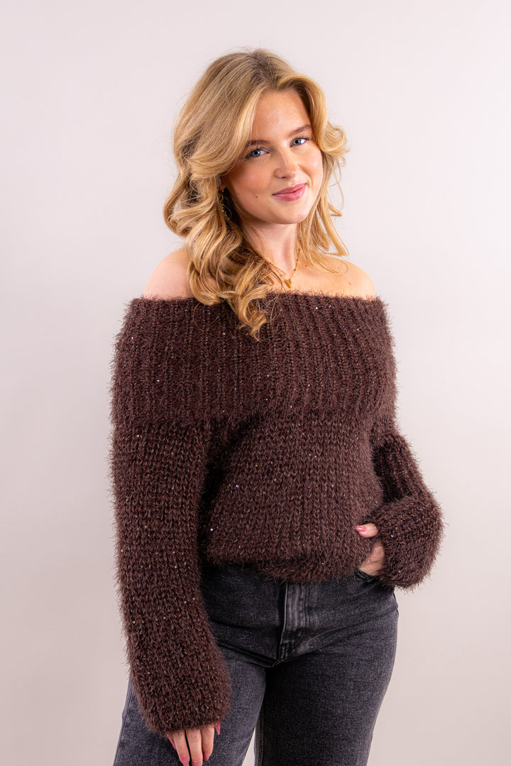 Hanna sparkling off shoulder knit