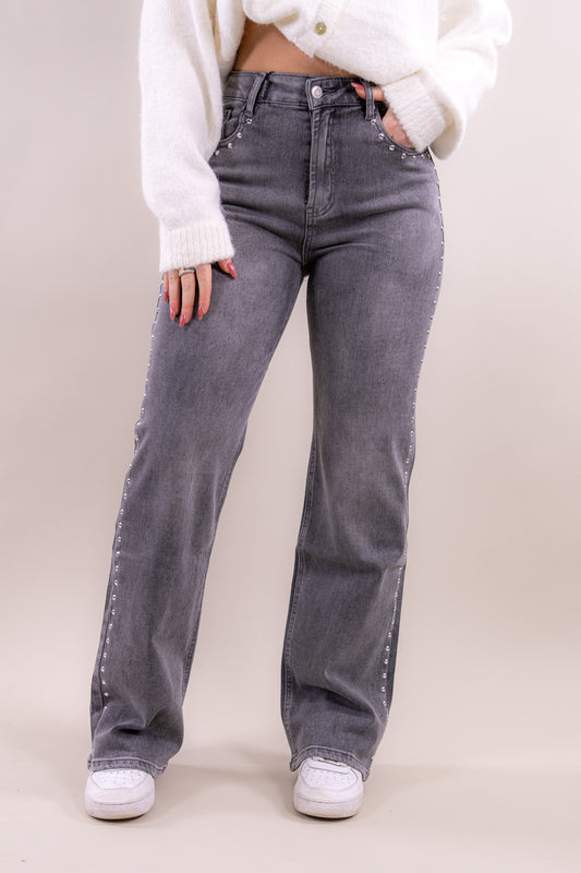 Kiki studs wide leg jeans - stretch